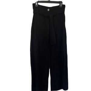 Umgee Women’s Wide Leg High Rise Black Ankle‎ Length Pants With Belt Size Medium